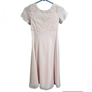 Vintage Pale Pink Pastel Lace Chiffon Flower girl Bridesmaids Dress Kid SZ 6-7
